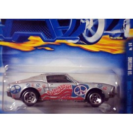 Hot Wheels Hippie Mobiles Series #1 1968 Mustang Gray Peace Signs #2001-89 1:64 Scale Collectible Die Cast Car