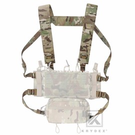 Krydex Tactical Chest Rig Padded Shoulder Strap Laser Cut H-Harness Fat Shoulder Waist Back Strap for Micro Fight Chassic Placard - Colour: MC