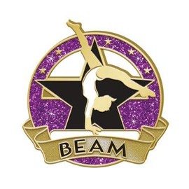 Crown Awards Gymnastics Enamel Pins - Gymnastics Beam Exercise Glitter Lapel Pin Prime