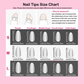 Almond Press on Nails Handmade Medium Long/Stiletto 3D Flower Fake Nail with Designs, Women Reusable False Nails (Ocean Starfish, S)
