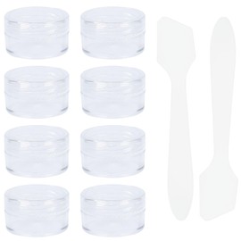 Pack of 8 Small Containers 5 ml with Lids Plastic Cream Jars for Filling Empty Cosmetic Jars with 2 Mini Spatulas Cream Jars Travel Potty Container Set for Lip Balm, Lotion, Cream (Transparent)