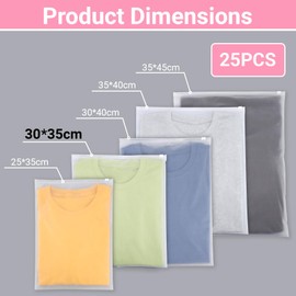 Svaldo Ziplock Bags, Pack of 25 30 x 35 cm Zip Bags Clothes, Storage Clothes, Frosted Travel Bag, Suitcase Organiser Set for Documents, Cosmetics (Without Ventilation Holes)