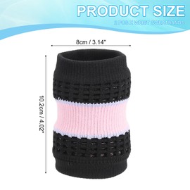 PATIKIL Sports Wristband Sweatbands for Men and Women, 2 Pcs Breathable Nylon Tennis Wrist Bands Absorbent Sweat Band for Basketball Football Baseball Running Gym, Black/Pink