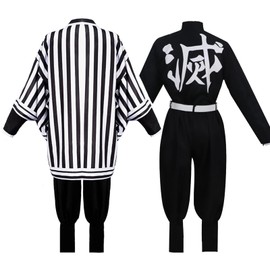 CR ROLECOS Iguro Obanai Cosplay Costume Obanai Cosplay Kimono Jacket Pant Outfit Uniform Suit L