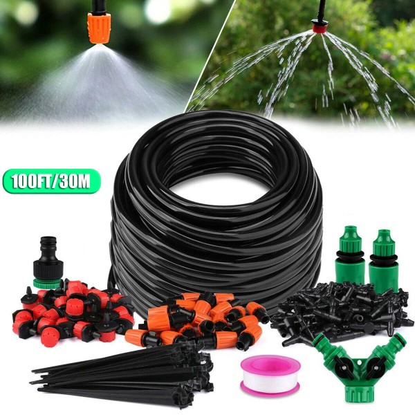 Unbranded 100ft Drip Irrigation System Garden Plant Self Watering Hose