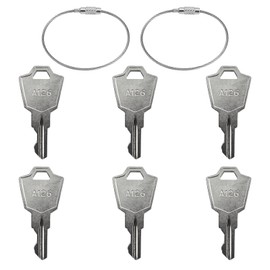 HARY 6Pcs A126 Key Ignition Keys Replacement, A126 Switch Key Fire Keys UK Flats with 2 Wire Rope Key Ring, Heavy Duty Key Switch for APEM KAC ELEDIS JD Start Switches