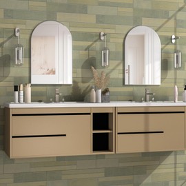 NEUWEABY Wall Mounted Mirror, Arched Wall Mirror for Bathroom, 20"x30" Arch Bathroom Mirror with Metal Frame, 2 Pieces Silver Vanity Mirror Decor for Mantle, Bedroom, Entryway