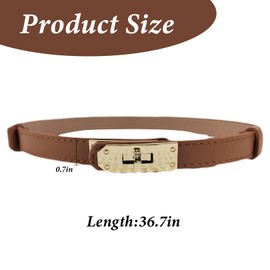 Ymxil Brown Belt Women's Leather Belt Adjustable Waist Belt with Golden Buckle Dress Jeans Waist Closure, brown