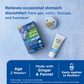 Mommy's Bliss Organic Gripe Water Pacifier Gel for Newborns, Infant Gas, Colic & Fussiness*, Age 2 Weeks +, 0.53 Oz (45 Servings)