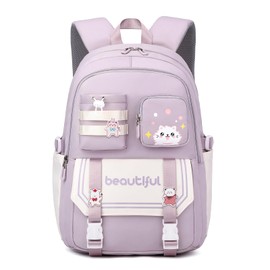 IvyH School Backpack Girls - Kids Backpack Large Capacity Daypack Waterproof School Bags Ideal for Girls Boys Ages 2-6th Grade, purple, Rucksack Backpacks