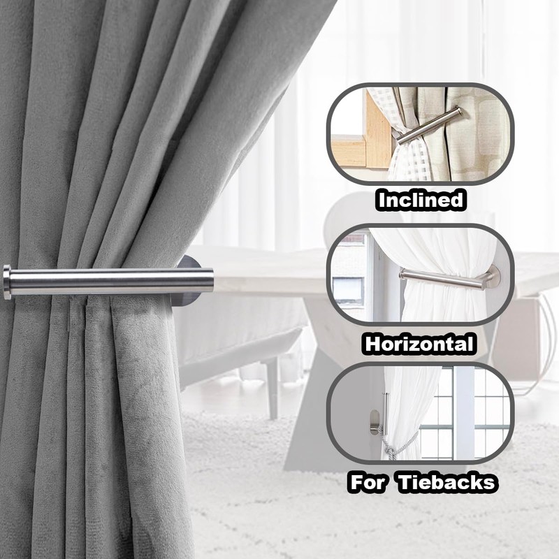 Metal Curtain Holdbacks - Self-Adhesive Curtain Pull Backs, Curtain Hooks