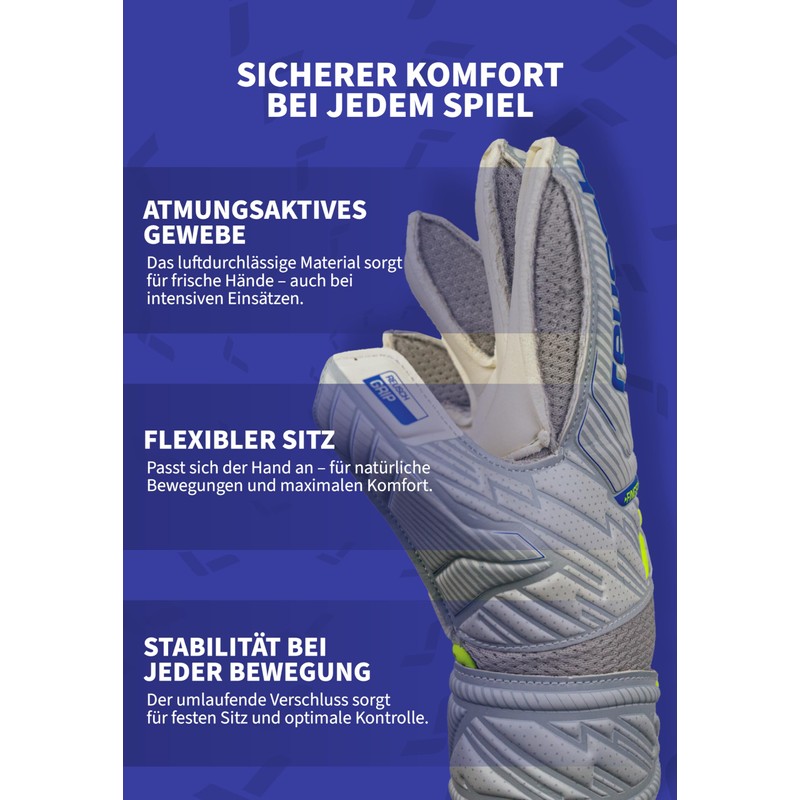 Reusch Children's Goalkeeper Gloves, Finger Protection, Reliable Grip