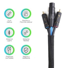 Lenfech Organizador de Cables de 2 y 4 Metros para Escritorio, Consolas, Computadora u Oficina. Protector de Cables con diseño Flexible. Cable Management. Setup Accessories (4 Metros)