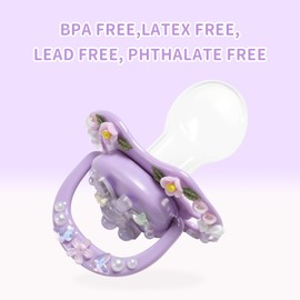 CutiePlusU Adult Size Dummy for Adults DIY Handmade Large Shield Crystal Bunny Purple