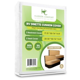 Hudson Comfort RV Dinette Cushion Covers - Microfiber Stretchable Fabric Designed to Fit Wide Variety of Seats - Camper Cushion Slipcovers - Includes 2 Backrest Covers & 2 Bench Covers (Sand, 2 Sets)