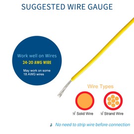 Low Voltage Wire Connector, Quick Solderless Wire Splice Connector, 16 Pack T Tap Wire Connectors, No Stripping 3 Way Wire Connectors, Fits 24-20 AWG Stranded/Solid Electrical Wires, T Type 1 Pin