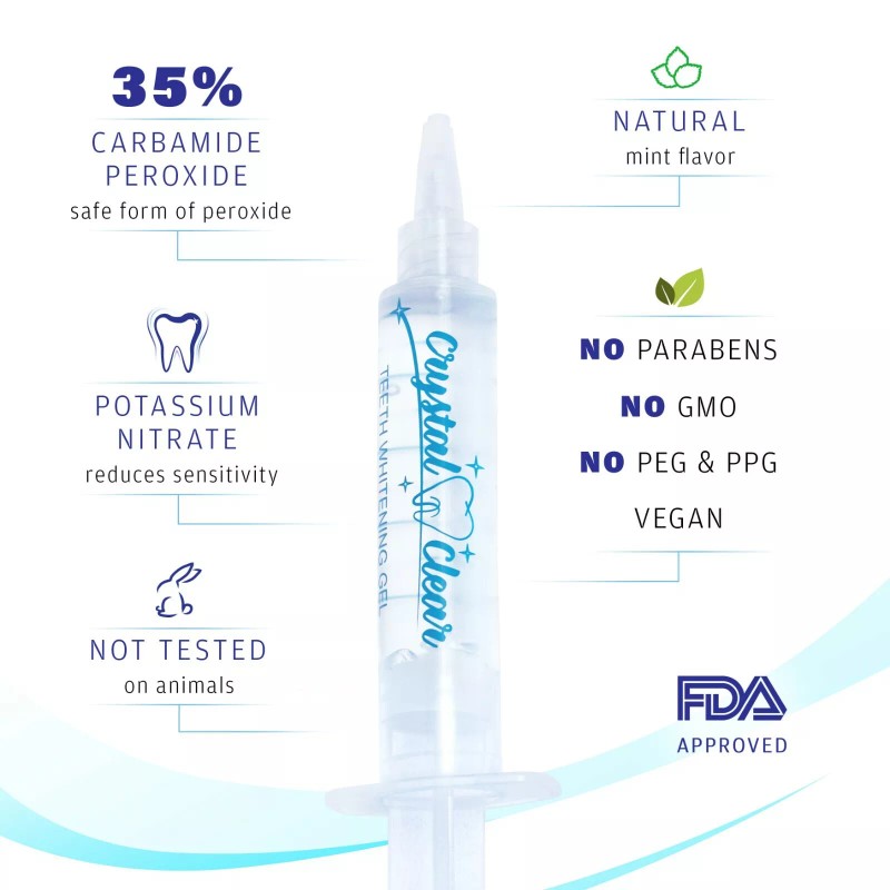 Crystal Clear Blanqueador De Dientes Laser Gel KIT Profesional Dientes