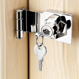 Litensh Door Lock with Key, Right Angle, 90 Degree Rotary Knob Latch, Hasp for Shed Door Latch Door Latch Buckle Small Hasp with Padlock (Silver Right Angle 3 Inch)