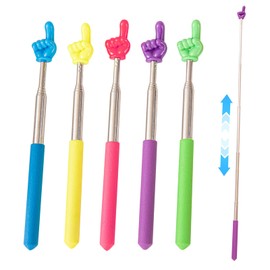 Pack of 5 Extendable Pointer Stick, Stainless Steel Pointing Sticks, Telescopic Teacher Pointing Rod, Retractable Finger, Classroom Teaching Hand Pointer for Presentations