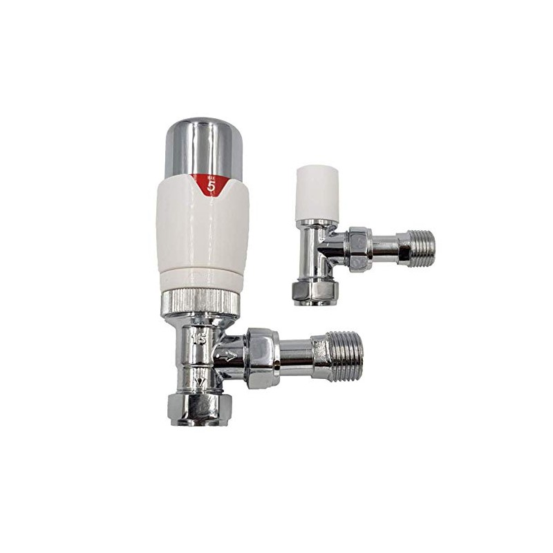 Aumix ½” x 15mm Thermostatic Classic Angle TRV Chrome White