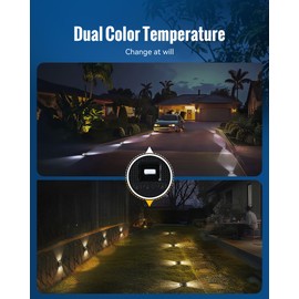 FabStyl Solar Deck Dock Walkway Decorative Lights Outdoor Waterproof 12 Pack, 2 Colors in 1 Double-Sided LED Solar Driveway Lights for Road Marker Stair Pathway Patio Yard, Black