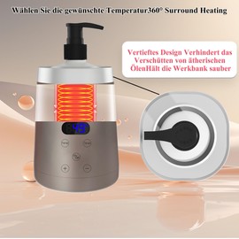 JOJOCOSMO Massage Oil Warmer, Oil Warmer Massage with Two Oil Bottle Dispensers, Continuous Heater from 30 to 65 °C, Lotion Bottle Warmer Dispenser Heater, for Salon, Household Massage Oil Bottle