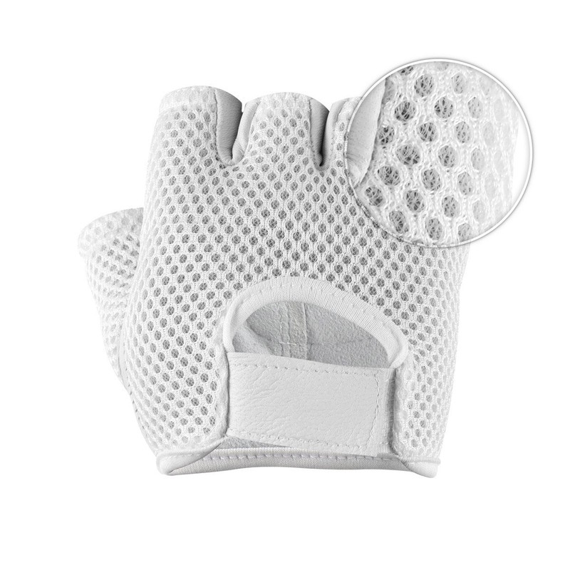 Mesh Net Training Gym Gloves White Finger Less Gloves for