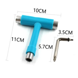 esahpss Blue Muti-Function Portable Skateboard Tools，Skateboard Tool is 14,13,9.7mm with an L-Shaped Cross Hex Wrench