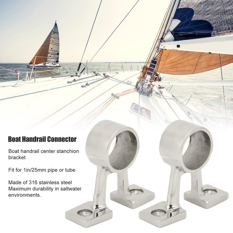2Pcs Marine Boat Hand Rail Fitting Center Support Bracket Stanchion