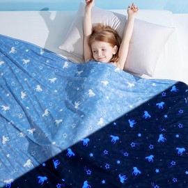 Elegear Kids Cooling Blanket for Hot Sleeper, Glow in The Dark, Q-Max>0.5 Arc-Chill 3.0 Cool Fabric to Keep Body Cool, Soft Summer Cold Blanket for Girls, 51" x 67"