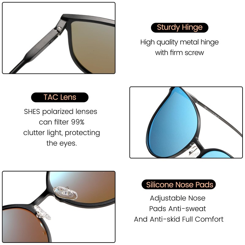 SHES Polarised Sunglasses for Women Round Retro Sunglasses Designer Women's