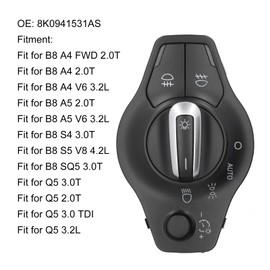 Fydun Headlight Switch Control Button Switch Headlight Dimmer Switch 8K0941531AS For A4 A5 S4 S5 Q5