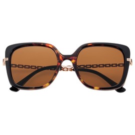 meigan 7396-02 Women's Sunglasses, Side Metal, Square, UV400, UV Protection, Stylish, Graduated Lens, Durable, Hard Coat, Deca Sunglasses, Small Face Effect, Brown Marble/Brown