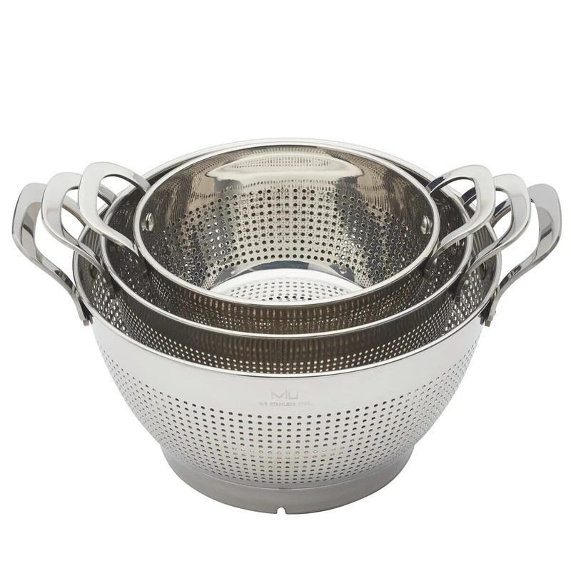 MIU Colander Set w/ Riveted Handles 3Pc Nests Stainless Steel