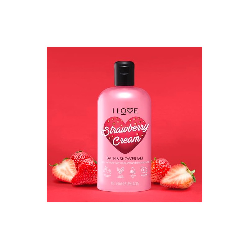 I LOVE Strawberries and Cream Bath and Shower Cream -