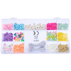 Nice Group - Perline ABC Heishi Pop 500, Kit di Perline colorate e multiformi