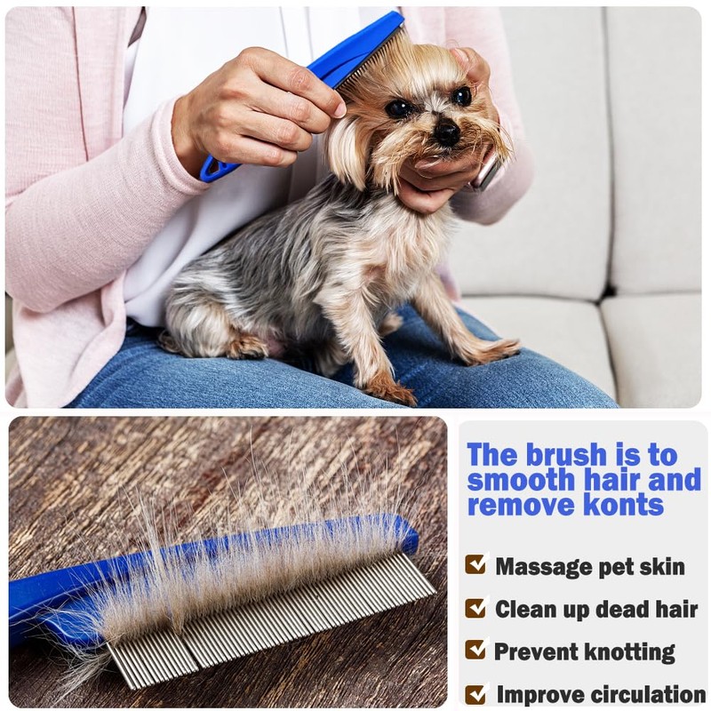 Flea Comb for Cats Dogs, 3 PCS Lice Combs Fine