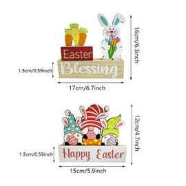 NOJGAC Easter Table Decorations Wooden, Spring Easter Sign Stand Table Decorations, Gnome Bunny Rabbit Ornaments for Easter Crafts, Wooden Easter Ornaments for Home Decor Party, Easter Gifts for Kids