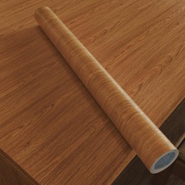 Wood Walnut Conntact Paper Peel and Stick - Brown Wooden Grain Vinyl Wrap Wallpaper Roll - Self Adhesive Kitchen Countertop Waterproof Wall Paper - Removable Cabinet Wall Covering 17.71''x118''