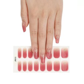Nail Seal, Just Paste Gel Nail Seal, Hardening Type (16 Pieces), Nail Seal, Gel Nail Design, Nail Wrap, For Hands, Long Lasting, Gel Nail Seal, Cute Popular Design, Easy Off (Gradient and Heart)