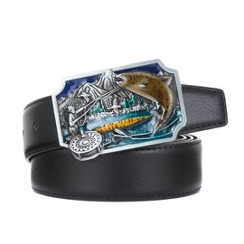 Hebilla para cinturón de vaquero indio para hombre y mujer, Pescar, Talla única