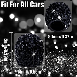 MEAJOO 8PCS Bling Crystal Diamond Tire Stem Valve Caps, Dustproof Car Wheel Tire Valve Caps Universal Tire Valve Stem Covers for Cars, SUV, Trucks, Bikes, Motorcycles, Bicycles (Black)