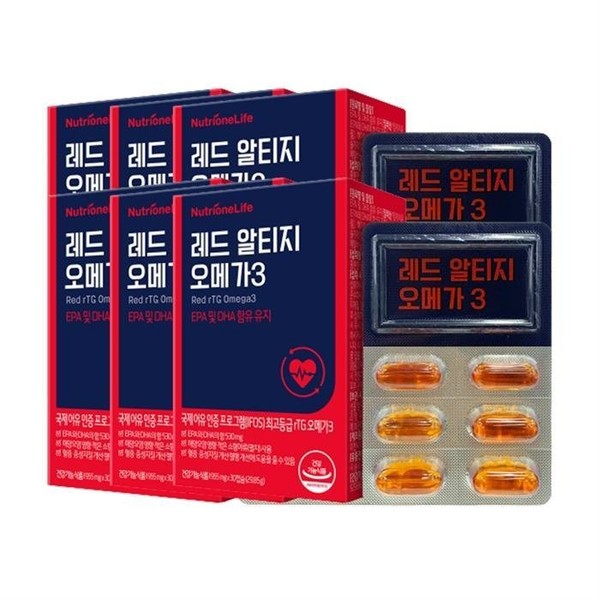 Nutrione Life Nutrione Red Altige Omega 3 30 Capsules 6 / 뉴트리원라이프 뉴트리원 레드 알티지 오메가3 30캡슐 6개