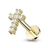 Pierced Owl - 16G Stainless Steel Internally Threaded CZ Crystal