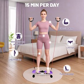 Waist Twisting Machine with LCD Display, Ab Twister Board with 330 lbs Capacity, Waist Twister for Abs, Arms, Hips & Legs Workout, Includes Resistance Bands & Grip Socks (Purple)