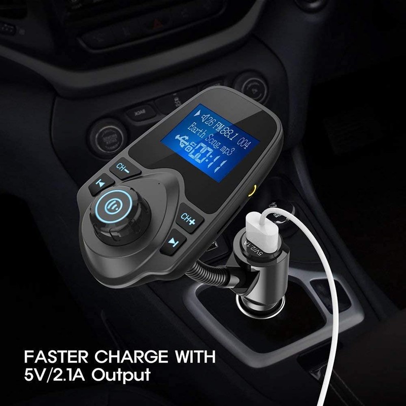Nulaxy Bluetooth Car FM Transmitter Audio Adapter Receiver Wireless Handsfree