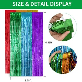 TONIFUL 2Pack Rainbow Door Streamers,Rainbow Party Photo Booth Backdrop Metallic Streamers Pink Foil Fringe Curtains for Birthday,Christmas,New Year,Bachelorette,Graduation Party Streamers Decoration