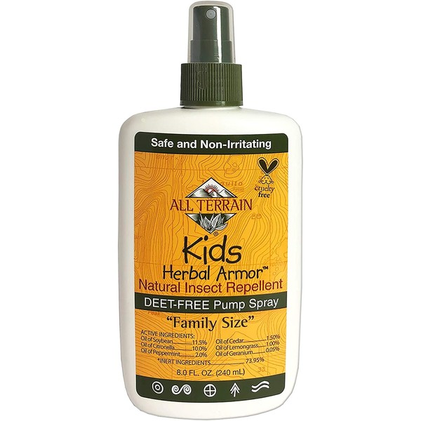 All Terrain Kids Herbal Armor Natural DEET-FREE Insect Repellant, Pump Spray, 8 Ounce, Family-Size