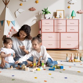 Dresser for Bedroom, Fabric Dressers & Chests of Drawers with Side Pockets, Chest of Drawers for Closet, Living Room, Closet, Hallway