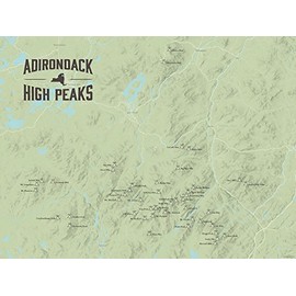 Adirondack High Peaks Checklist Map 18x24 Poster (Sage)